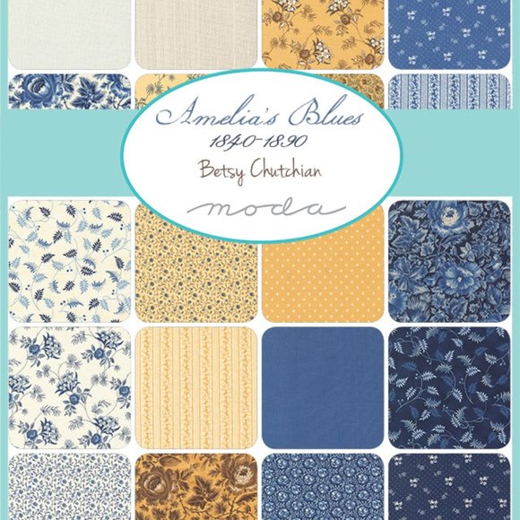 MODA Amelia's Blues 1840-1890 by Betsy Chutchian Jelly Roll 31650JR - Picture 2 of 6